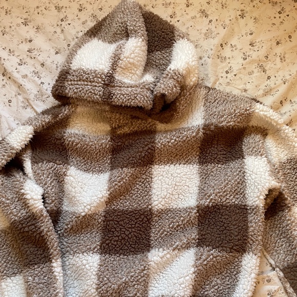 Brown Plaid Fleece Hoodie - Picture 1 of 2